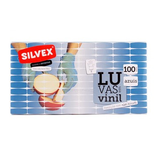 Luvas Vinil s/ Pó Tamanho (M) Azul - (Pack 100un)