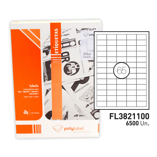 FEGOLABEL ETIQ. A4 38X21,2MM Branca CX100F=6500UDS