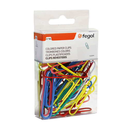 BLT.50 CLIPS REVESTIDOS No10 FEGOL COLORIDOS REF.010-10