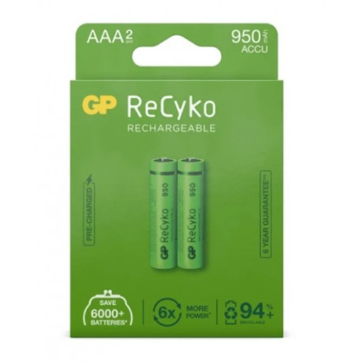 Pack 2 Pilhas Recarregaveis 950mAh AAA 1.2V GP ReCyko