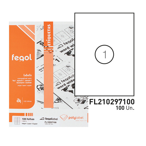 FEGOLABEL ETIQ. A4 210X297MM BRANCA CX100F=100UDS