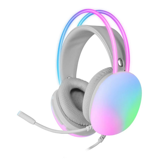 Headphones MARS GAMING MH-GLOW FULL CHROMA 360 HEADPHONES+MIC, ULTRA-LIGHT, PC/PS4/PS5/XBOX, WHITE