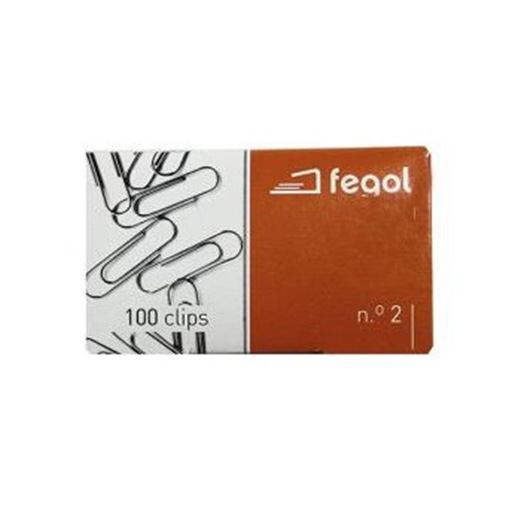 [100040002] FEGOL Caixa com 100 Clips Nº2 5X30MM