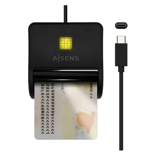 [ASCR-SN04CSD-BK] Aisens Leitor de cartão cidadão DNI, SD Micro SD, MMC - USB-C